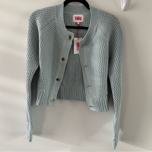 Solid & Striped Carly Blue Sparkle Cardigan, size L - Picture 3 of 9